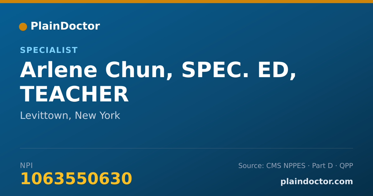 Shareable card for Arlene Chun, SPEC. ED, TEACHER - Specialist, Levittown, NY