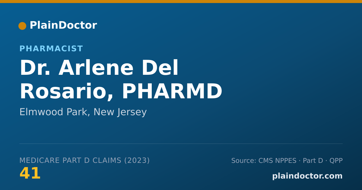 Shareable card for Arlene Del Rosario, PHARMD - Pharmacist, Elmwood Park, NJ