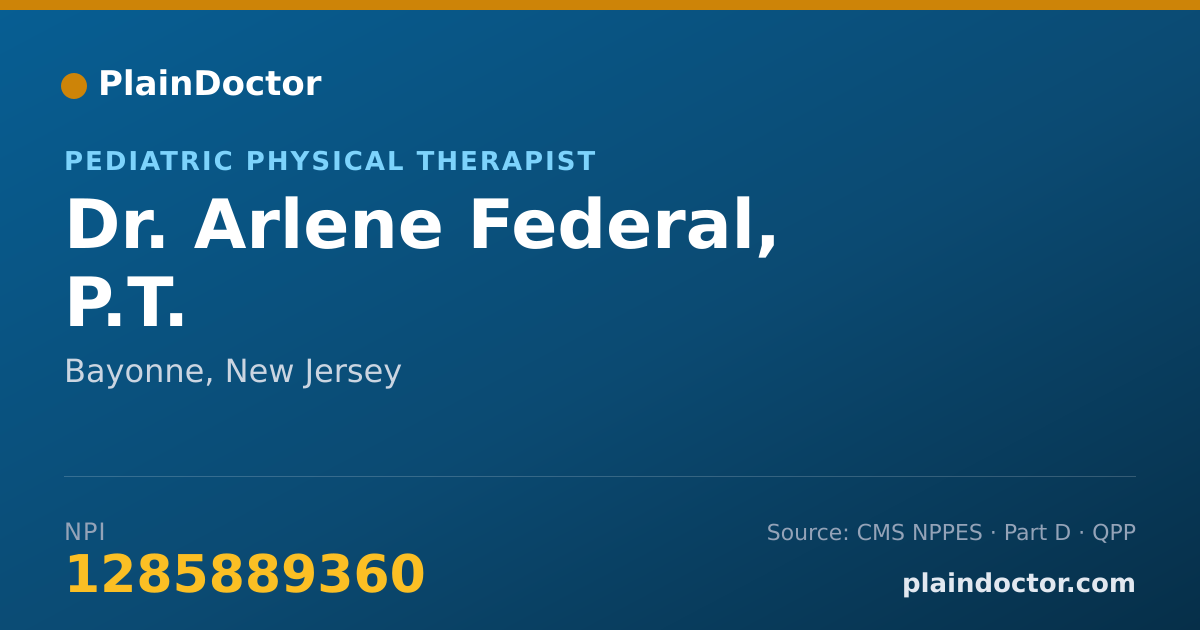 Shareable card for Arlene Federal, P.T. - Pediatric Physical Therapist, Bayonne, NJ