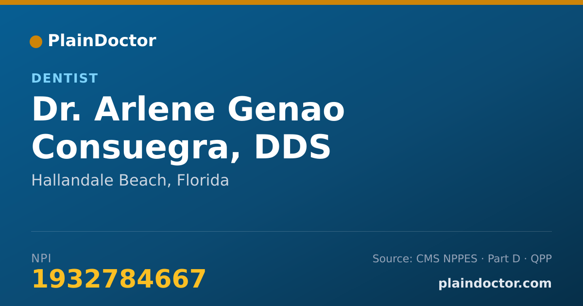 Shareable card for Arlene Genao Consuegra, DDS - Dentist, Hallandale Beach, FL
