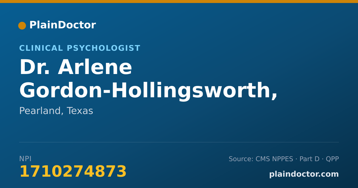 Shareable card for Arlene Gordon-Hollingsworth, PH.D. - Clinical Psychologist, Pearland, TX