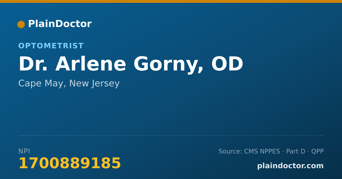 Shareable card for Arlene Gorny, OD - Optometrist, Cape May, NJ