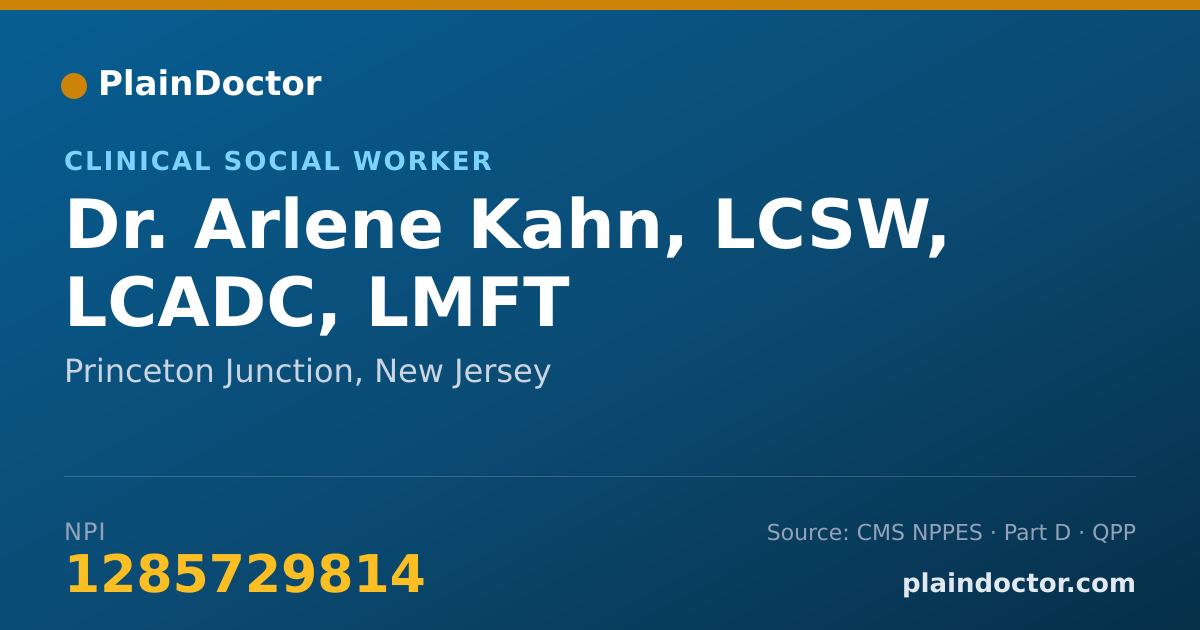 Shareable card for Arlene Kahn, LCSW, LCADC, LMFT - Clinical Social Worker, Princeton Junction, NJ
