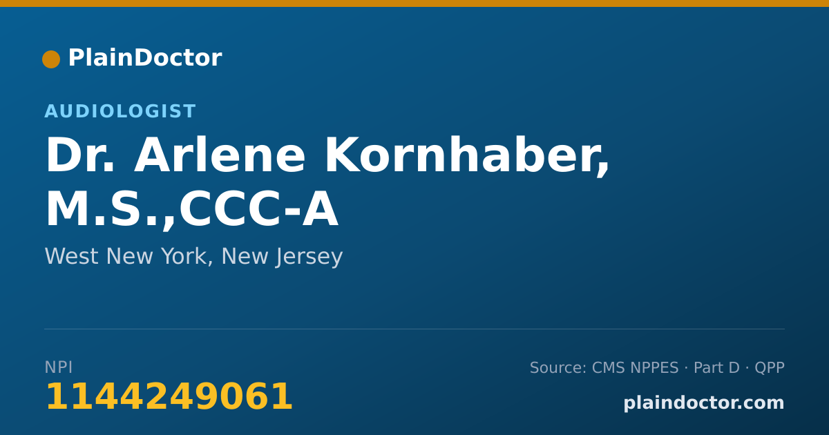 Shareable card for Arlene Kornhaber, M.S.,CCC-A - Audiologist, West New York, NJ