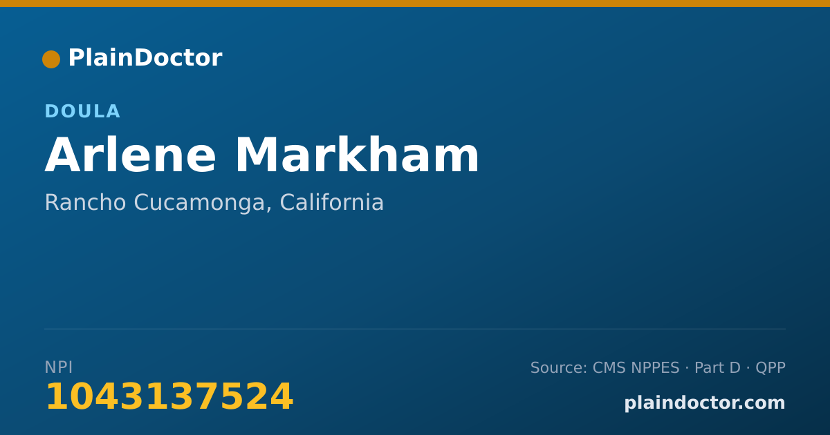 Shareable card for Arlene Markham - Doula, Rancho Cucamonga, CA