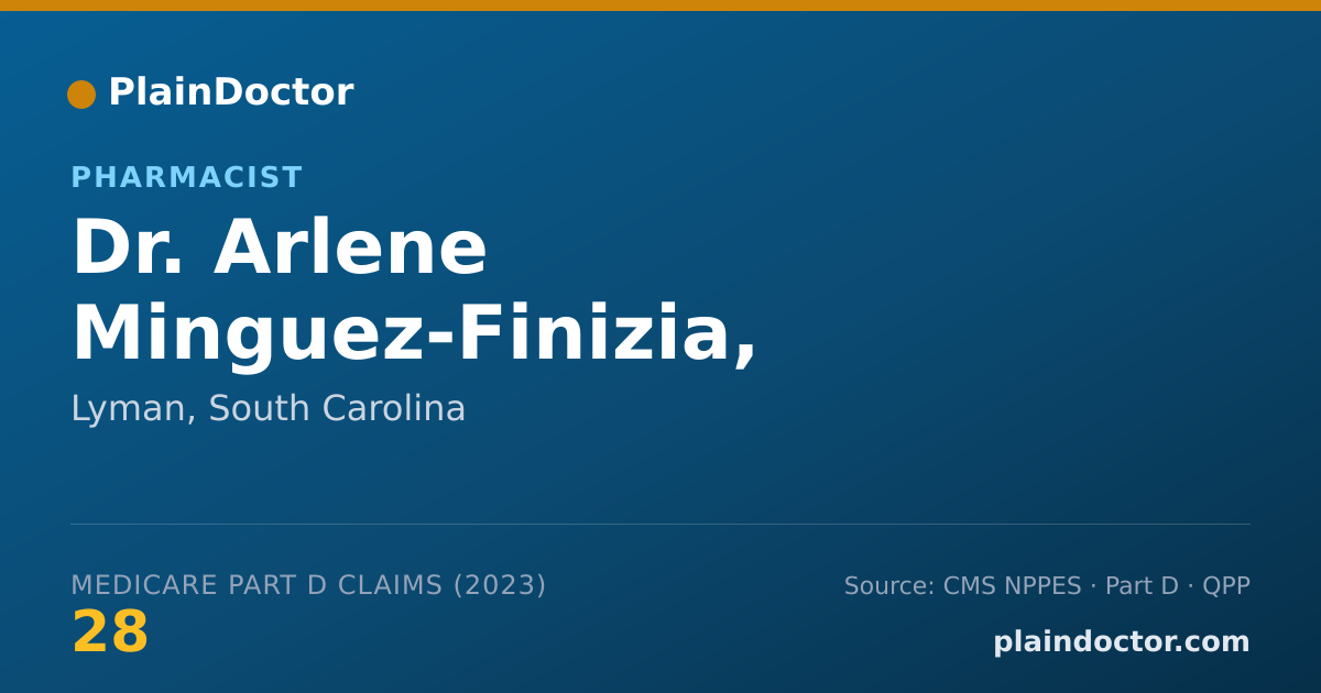 Shareable card for Arlene Minguez-Finizia, PHARMD - Pharmacist, Lyman, SC