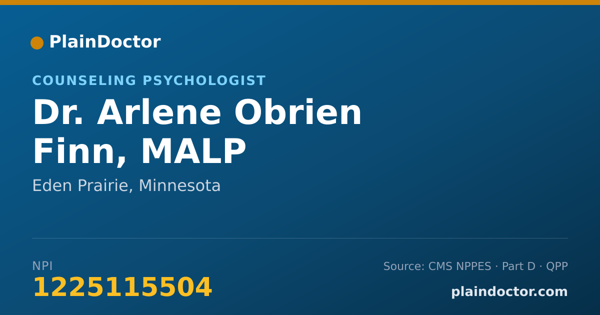 Shareable card for Arlene Obrien Finn, MALP - Counseling Psychologist, Eden Prairie, MN