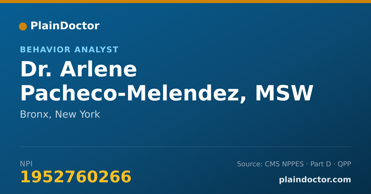 Shareable card for Arlene Pacheco-Melendez, MSW - Behavior Analyst, Bronx, NY