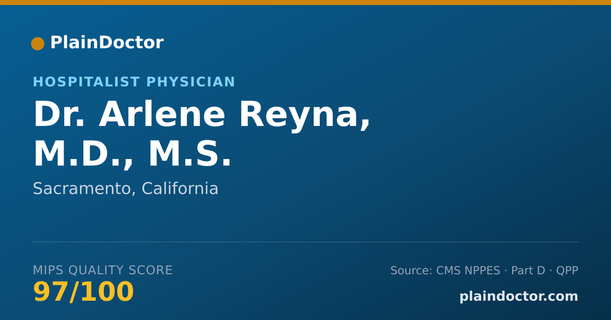 Shareable card for Arlene Reyna, M.D., M.S. - Hospitalist Physician, Sacramento, CA