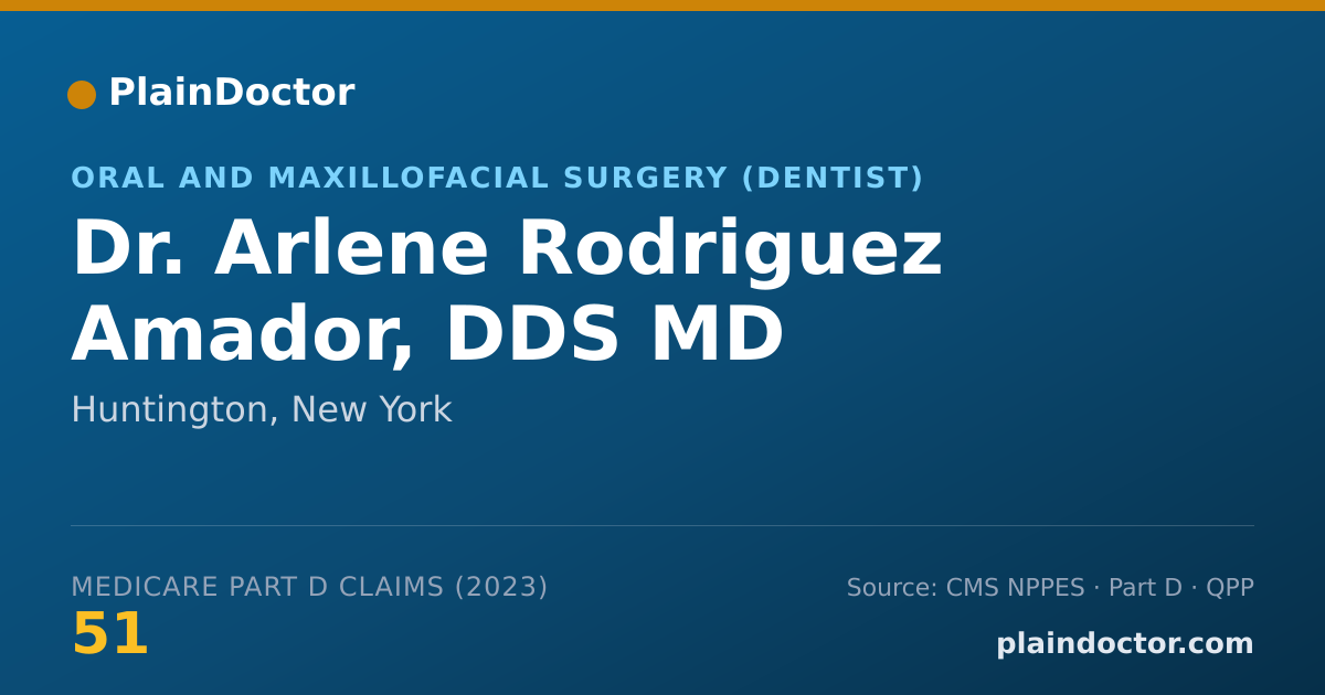 Shareable card for Arlene Rodriguez Amador, DDS MD - Oral and Maxillofacial Surgery (Dentist), Huntington, NY