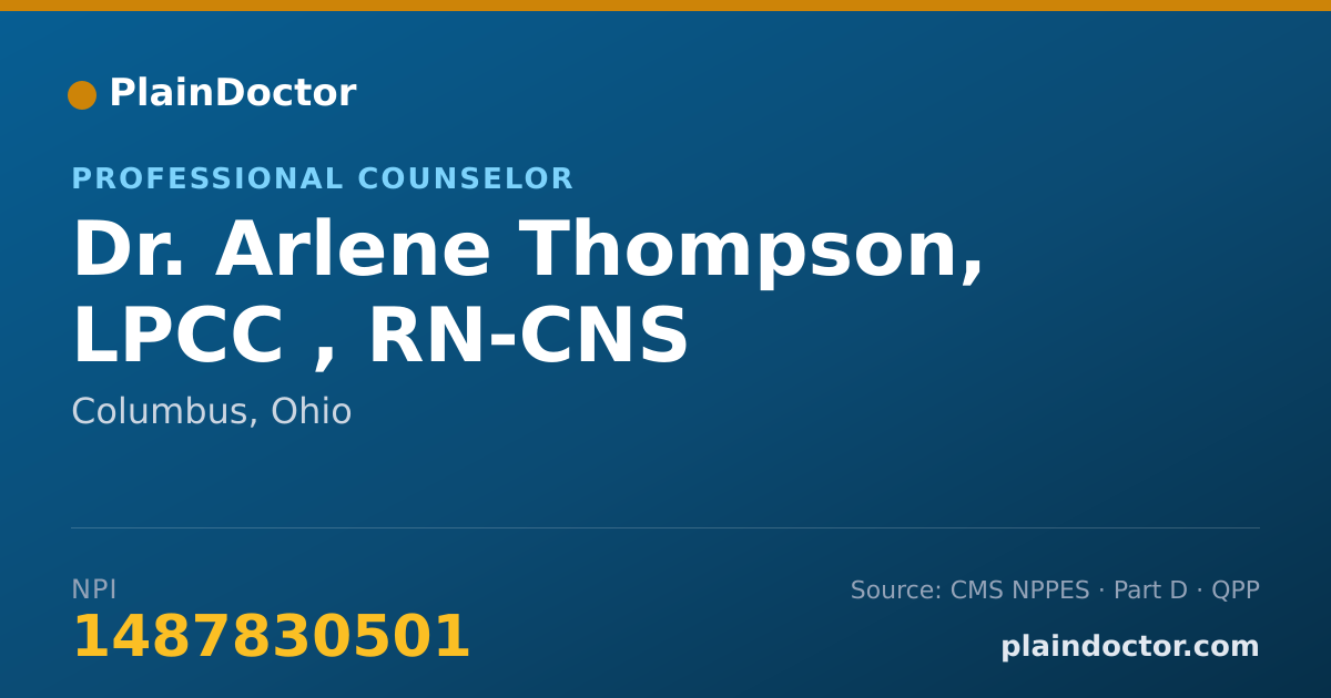 Shareable card for Arlene Thompson, LPCC ,   RN-CNS - Professional Counselor, Columbus, OH
