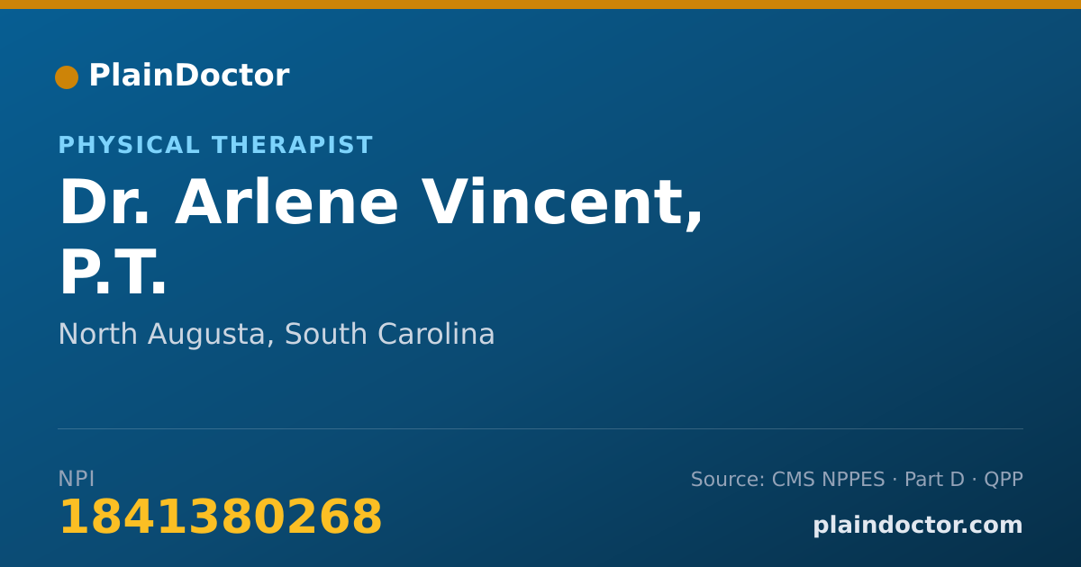 Shareable card for Arlene Vincent, P.T. - Physical Therapist, North Augusta, SC