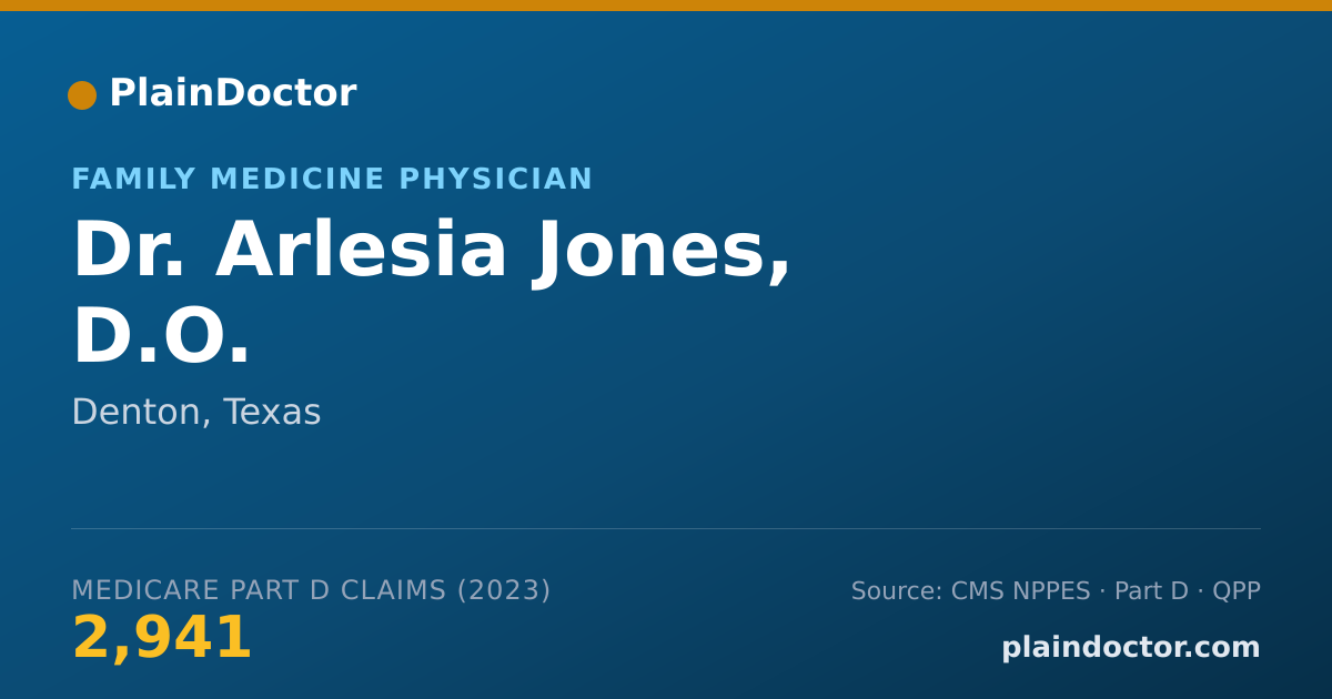 Shareable card for Arlesia Jones, D.O. - Family Medicine Physician, Denton, TX