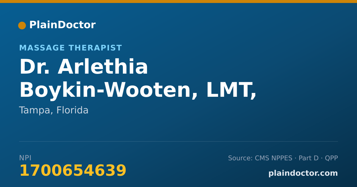 Shareable card for Arlethia Boykin-Wooten, LMT, B.S. - Massage Therapist, Tampa, FL
