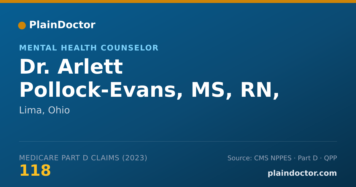 Shareable card for Arlett Pollock-Evans, MS, RN, CNS, CTP - Mental Health Counselor, Lima, OH