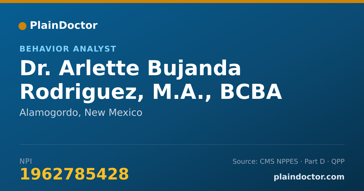 Shareable card for Arlette Bujanda Rodriguez, M.A., BCBA - Behavior Analyst, Alamogordo, NM