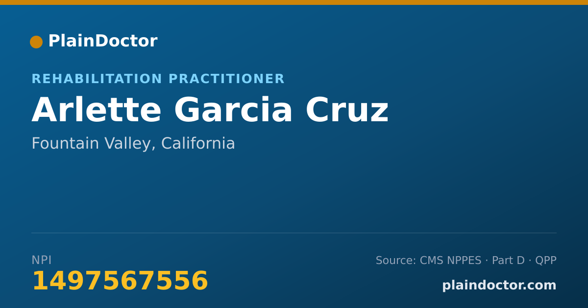 Shareable card for Arlette Garcia Cruz - Rehabilitation Practitioner, Fountain Valley, CA