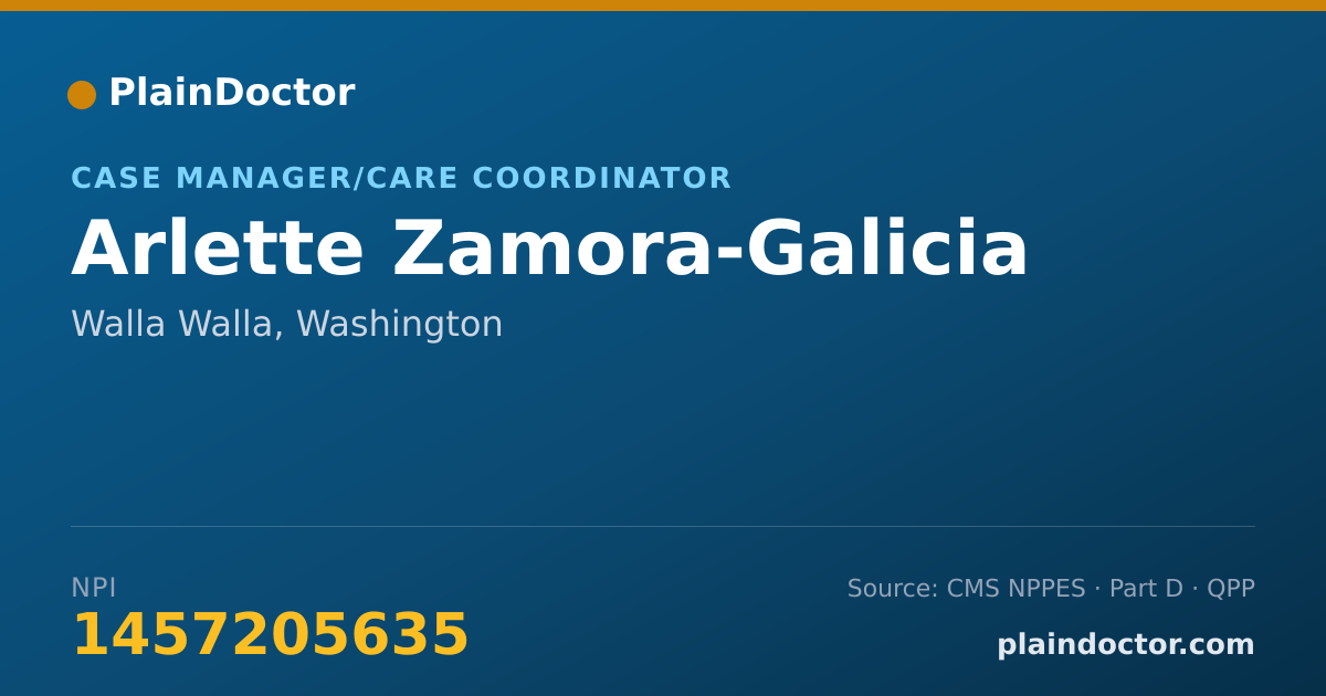 Shareable card for Arlette Zamora-Galicia - Case Manager/Care Coordinator, Walla Walla, WA