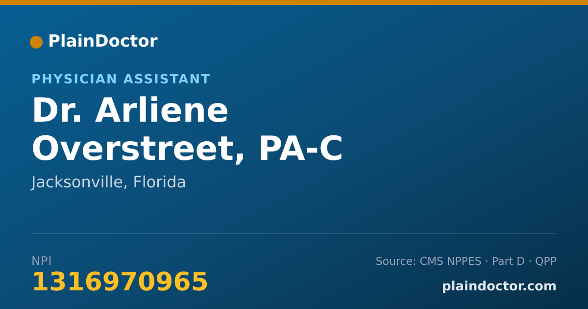 Shareable card for Arliene Overstreet, PA-C - Physician Assistant, Jacksonville, FL