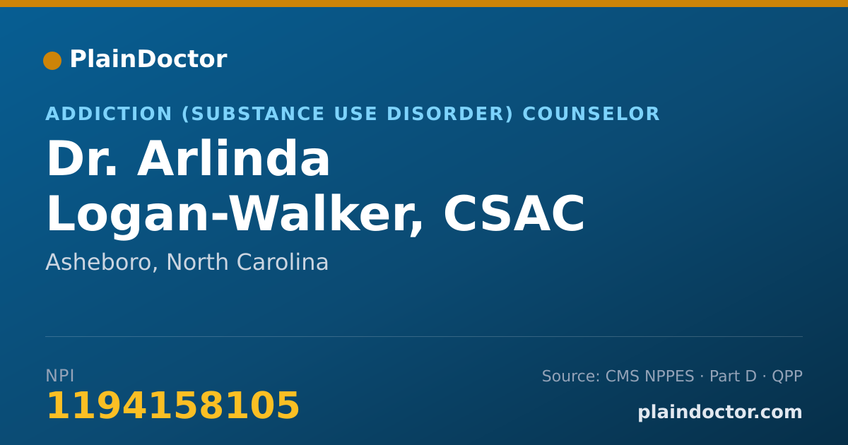Shareable card for Arlinda Logan-Walker, CSAC - Addiction (Substance Use Disorder) Counselor, Asheboro, NC