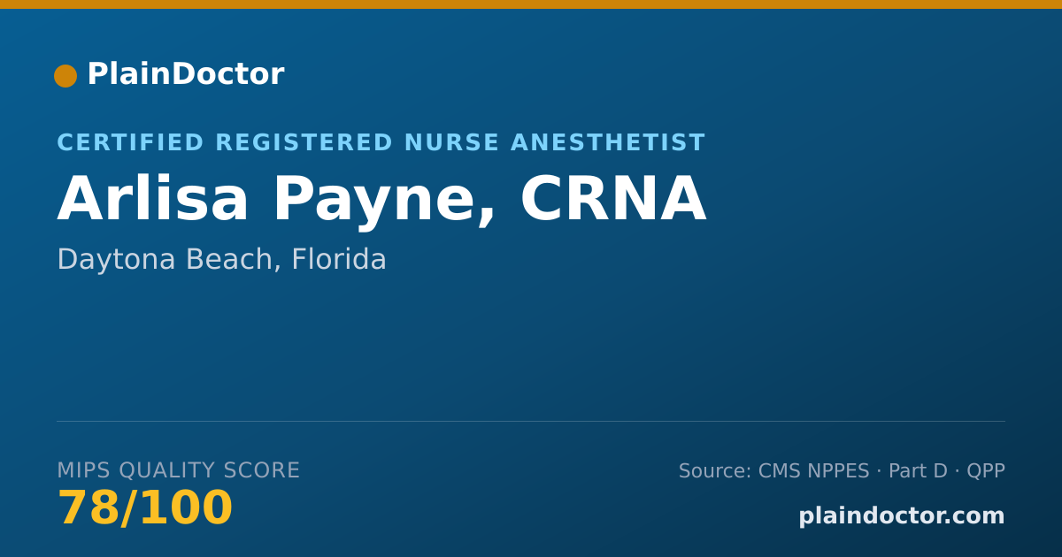 Shareable card for Arlisa Payne, CRNA - Certified Registered Nurse Anesthetist, Daytona Beach, FL