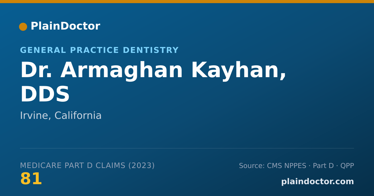 Shareable card for Armaghan Kayhan, DDS - General Practice Dentistry, Irvine, CA