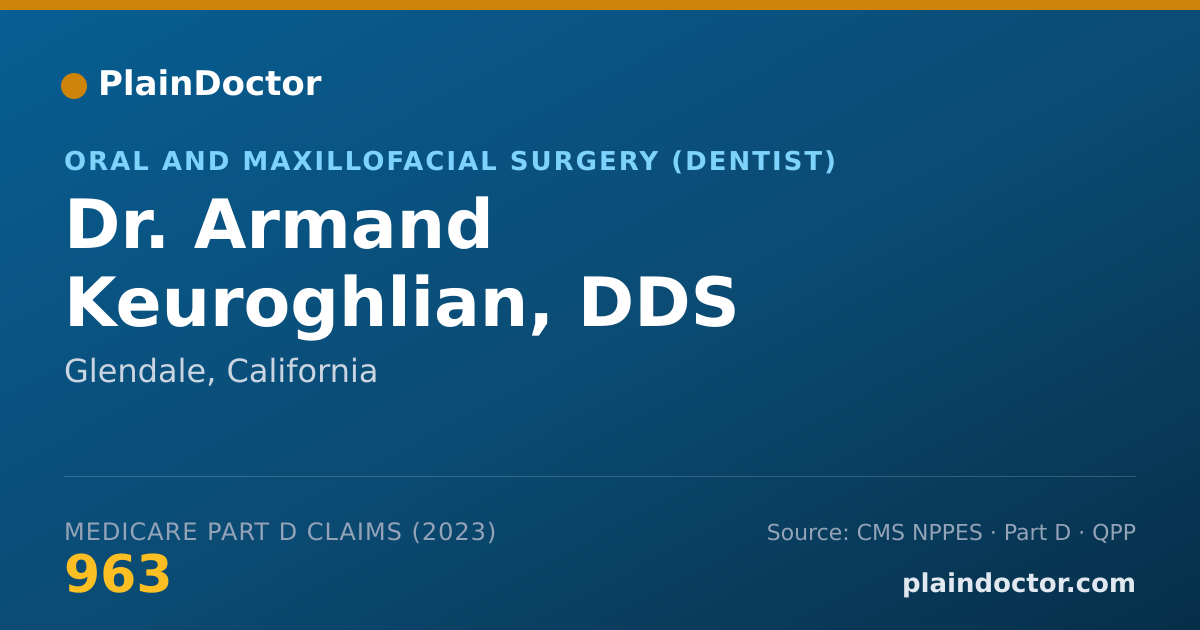 Shareable card for Armand Keuroghlian, DDS - Oral and Maxillofacial Surgery (Dentist), Glendale, CA