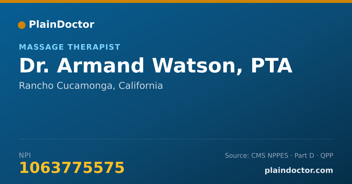 Shareable card for Armand Watson, PTA - Massage Therapist, Rancho Cucamonga, CA