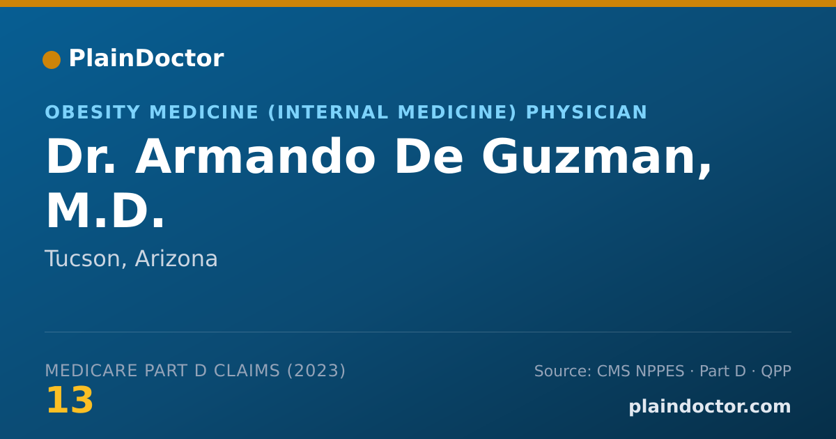 Shareable card for Armando De Guzman, M.D. - Obesity Medicine (Internal Medicine) Physician, Tucson, AZ