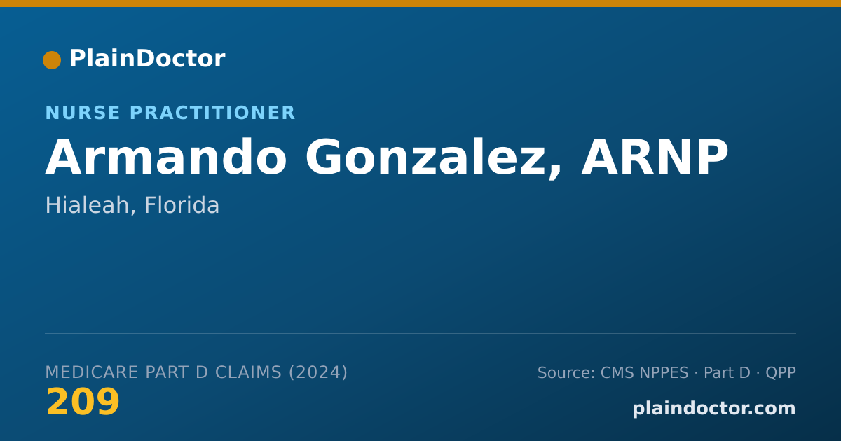 Shareable card for Armando Gonzalez, ARNP - Nurse Practitioner, Hialeah, FL