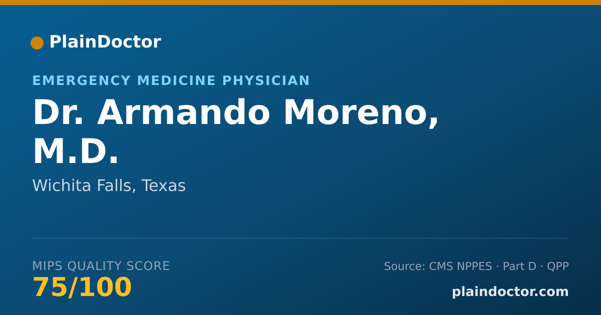 Shareable card for Armando Moreno, M.D. - Emergency Medicine Physician, Wichita Falls, TX
