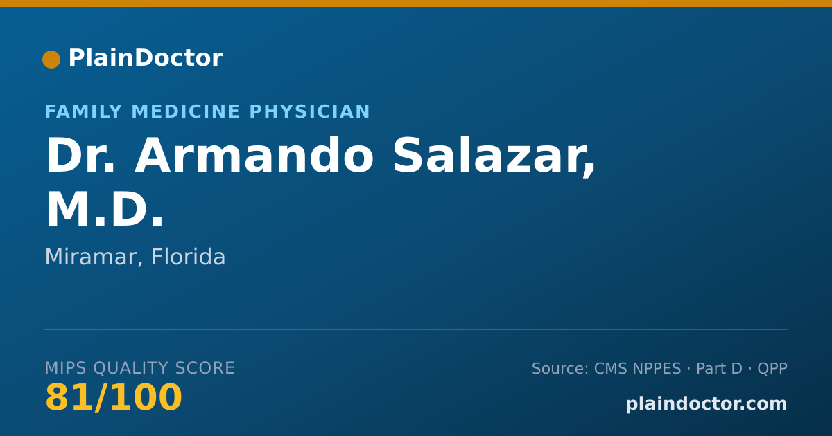 Shareable card for Armando Salazar, M.D. - Adult Medicine Physician, Miramar, FL