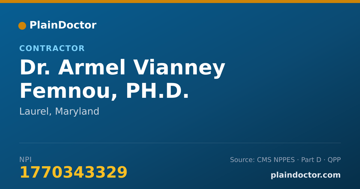 Shareable card for Armel Vianney Femnou, PH.D. - Contractor, Laurel, MD