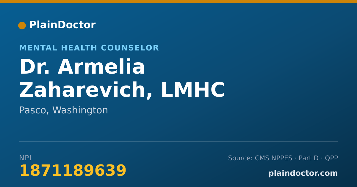 Shareable card for Armelia Zaharevich, LMHC - Mental Health Counselor, Pasco, WA