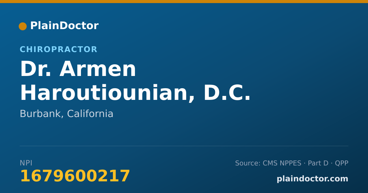 Shareable card for Armen Haroutiounian, D.C. - Chiropractor, Burbank, CA