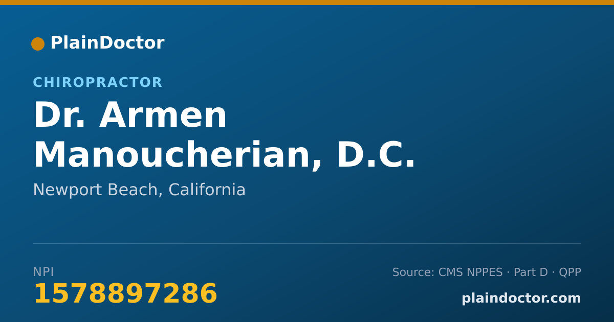 Shareable card for Armen Manoucherian, D.C. - Chiropractor, Newport Beach, CA