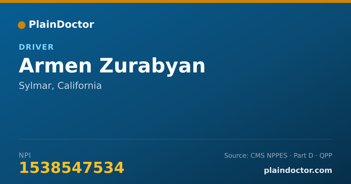 Shareable card for Armen Zurabyan - Driver, Sylmar, CA