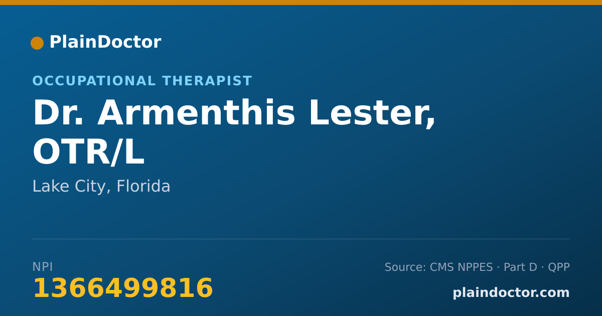 Shareable card for Armenthis Lester, OTR/L - Occupational Therapist, Lake City, FL