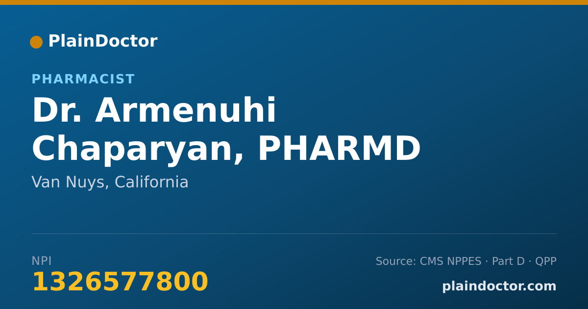 Shareable card for Armenuhi Chaparyan, PHARMD - Pharmacist, Van Nuys, CA