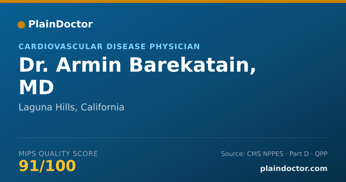 Shareable card for Armin Barekatain, MD - Cardiovascular Disease Physician, Laguna Hills, CA