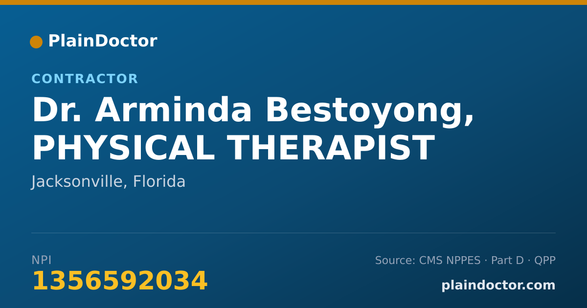 Shareable card for Arminda Bestoyong, PHYSICAL THERAPIST - Contractor, Jacksonville, FL
