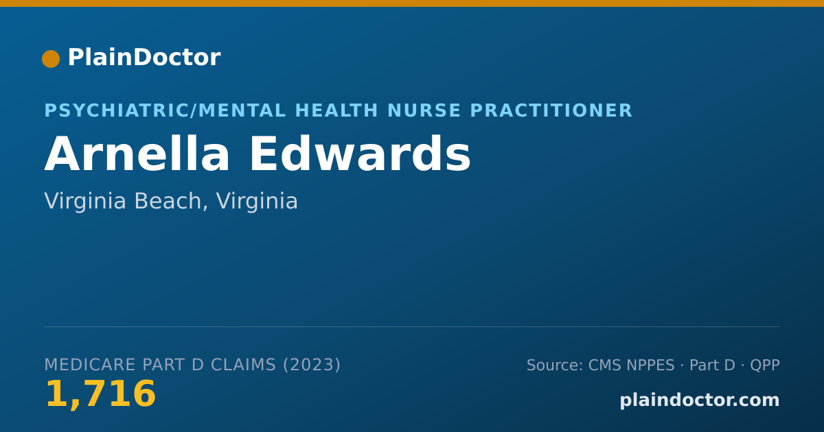 Shareable card for Arnella Edwards - Psychiatric/Mental Health Nurse Practitioner, Virginia Beach, VA