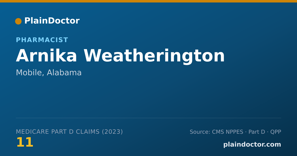 Shareable card for Arnika Weatherington - Pharmacist, Mobile, AL