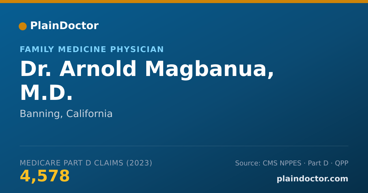 Shareable card for Arnold Magbanua, M.D. - Family Medicine Physician, Banning, CA