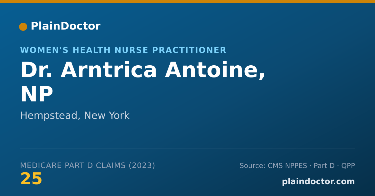 Shareable card for Arntrica Antoine, NP - Women's Health Nurse Practitioner, Hempstead, NY