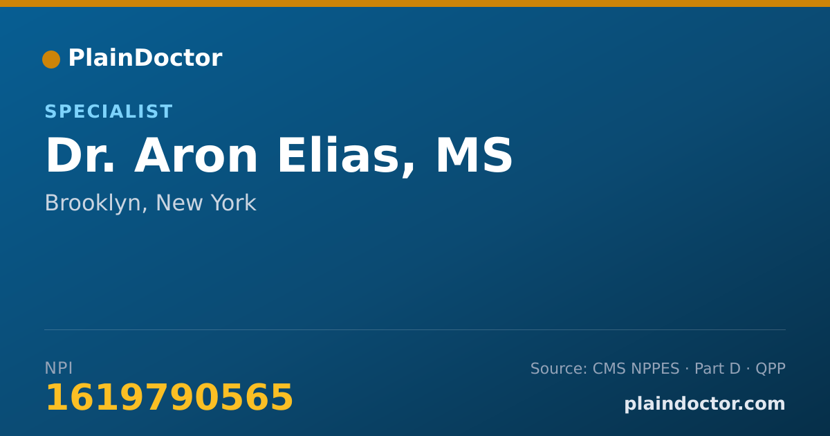 Shareable card for Aron Elias, MS - Specialist, Brooklyn, NY