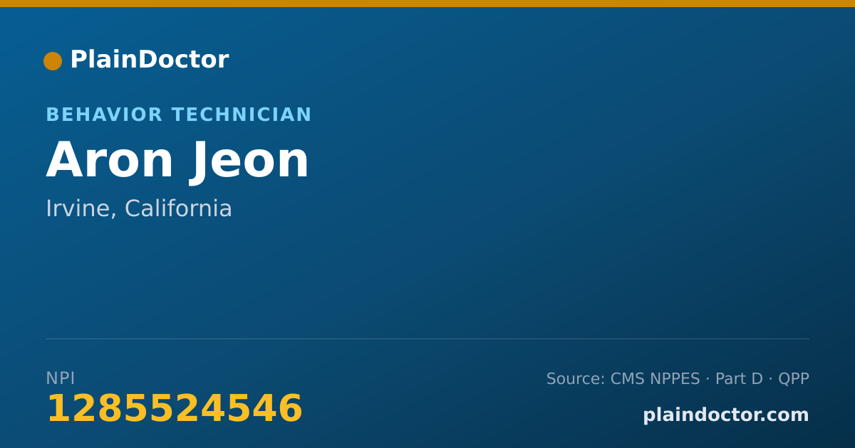 Shareable card for Aron Jeon - Behavior Technician, Irvine, CA