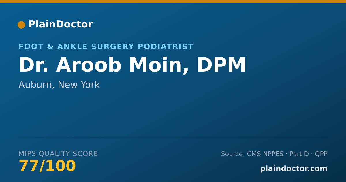 Shareable card for Aroob Moin, DPM - Foot & Ankle Surgery Podiatrist, Auburn, NY