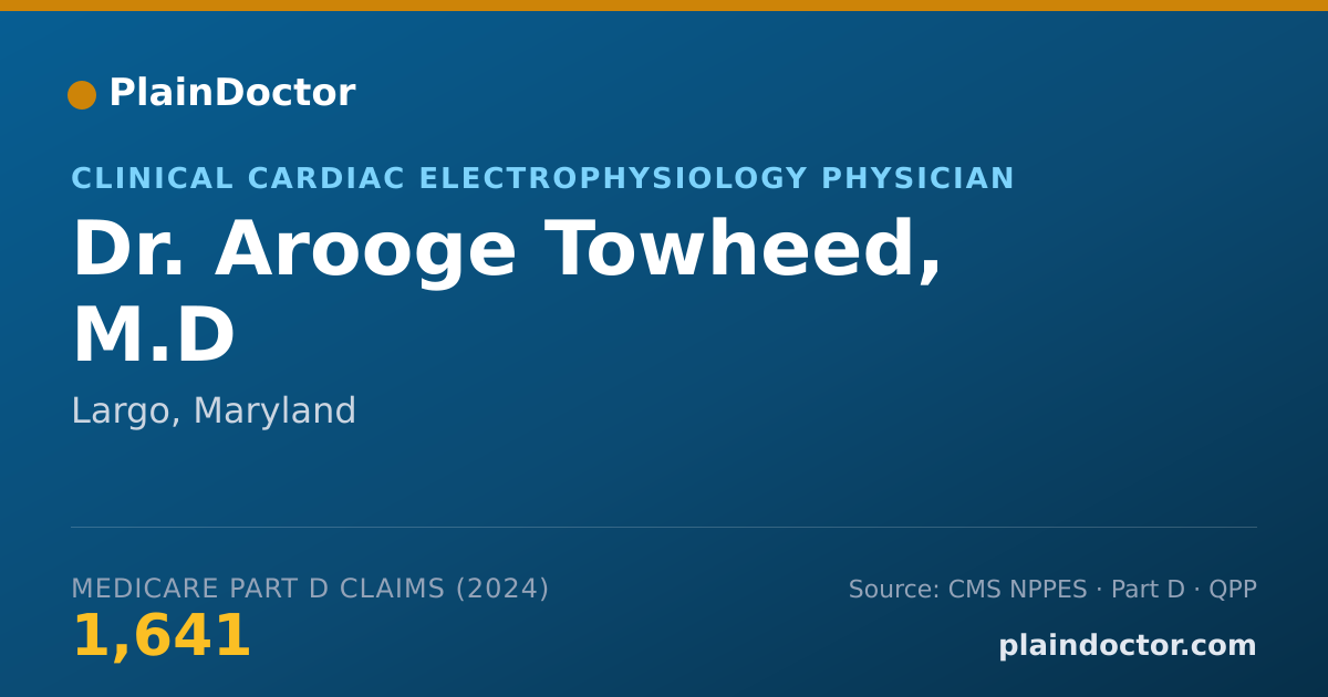 Shareable card for Arooge Towheed, M.D - Clinical Cardiac Electrophysiology Physician, Largo, MD