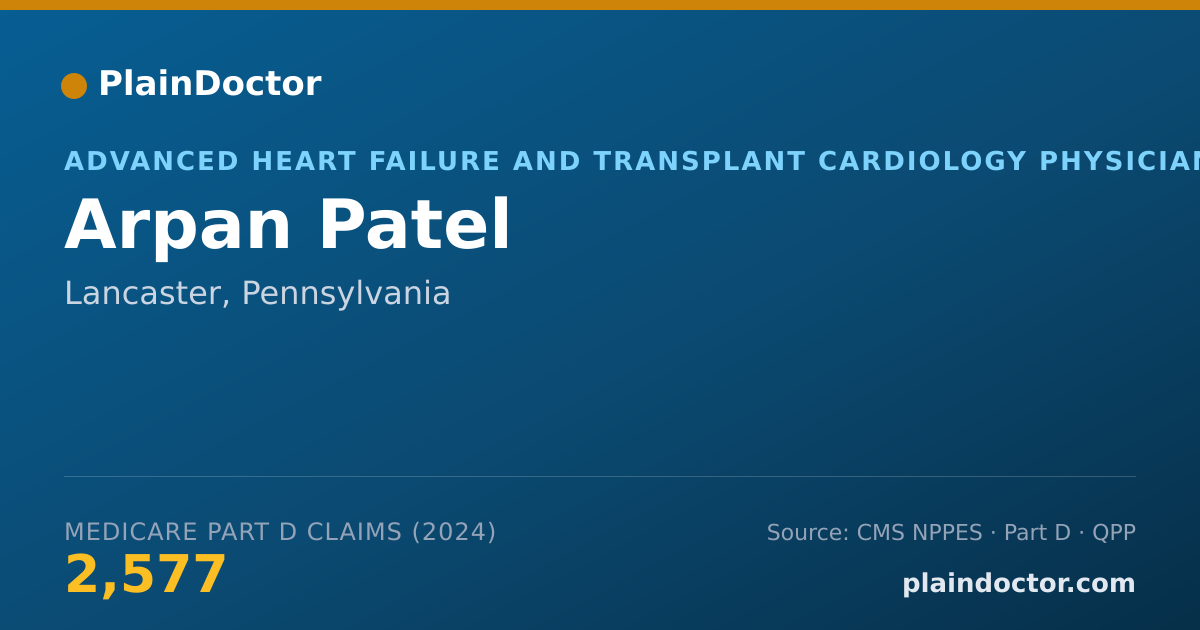 Shareable card for Arpan Patel - Cardiovascular Disease Physician, Lancaster, PA